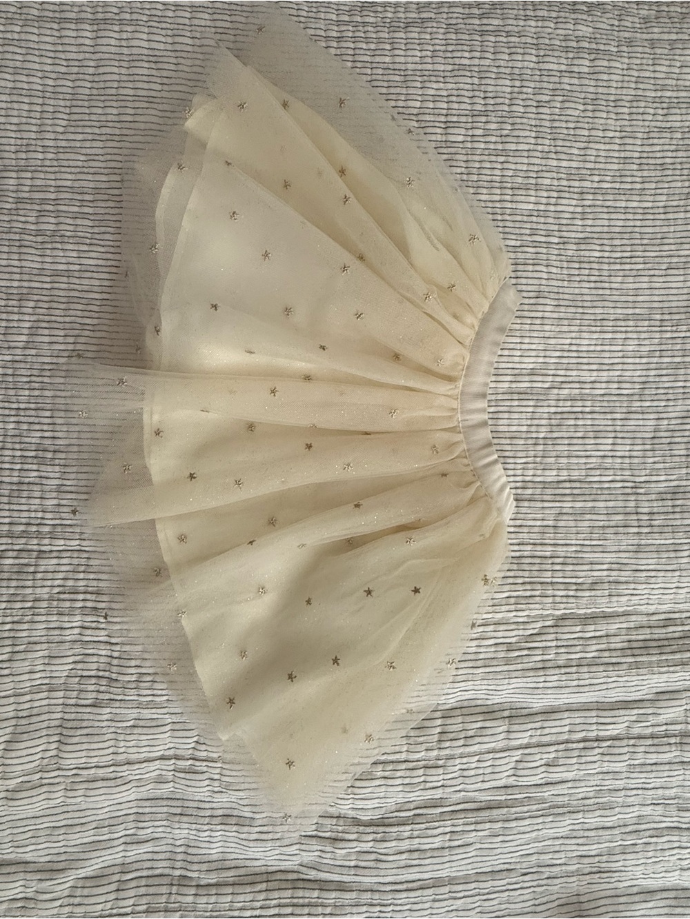 Bonpoint Cream Tulle Skirt with Gold Star Motif